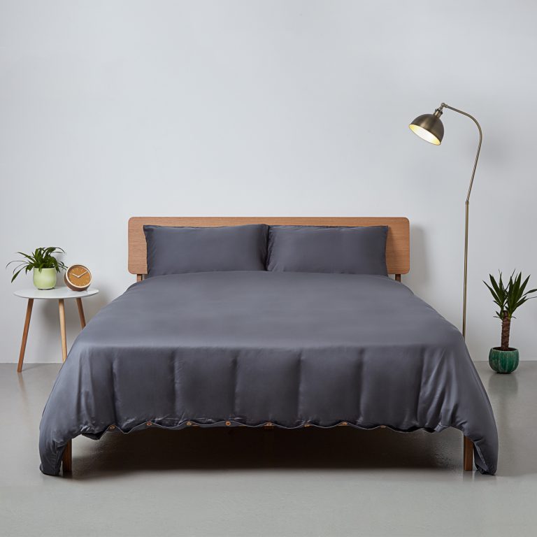 Panda London 100 Bamboo Bedding In Urban Grey On A Bed