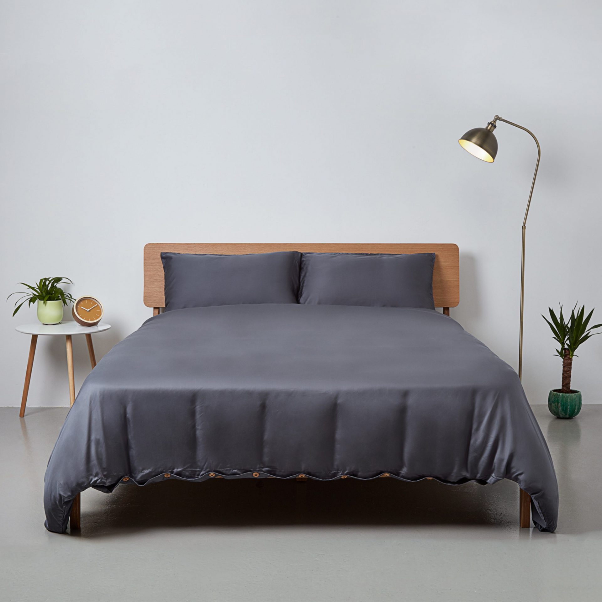 Panda London 100 Bamboo Bedding In Urban Grey On A Bed