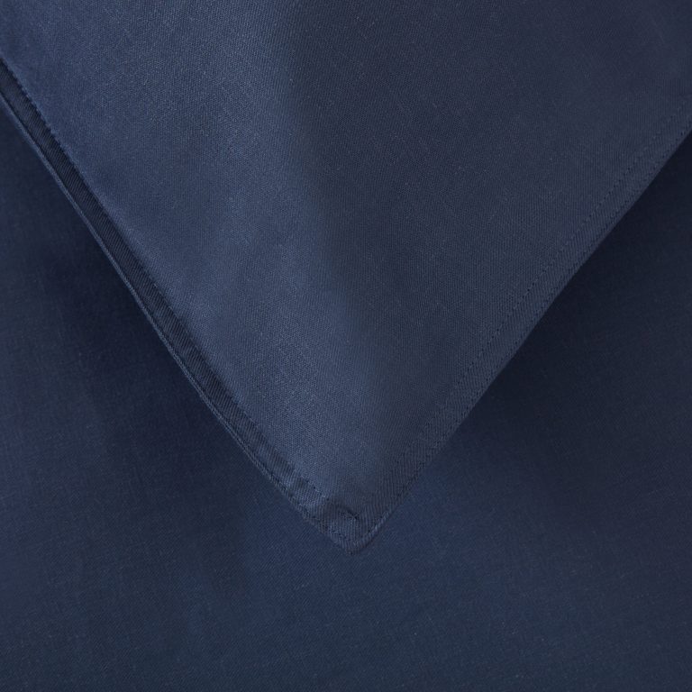 Panda London Bamboo Linen Bedding Close Up In Midnight Navy