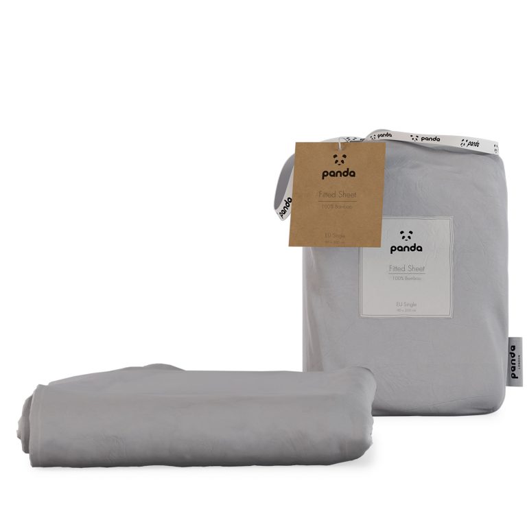 Panda London 100 Bamboo Bedding Fitted Sheet EU Single Quiet Grey
