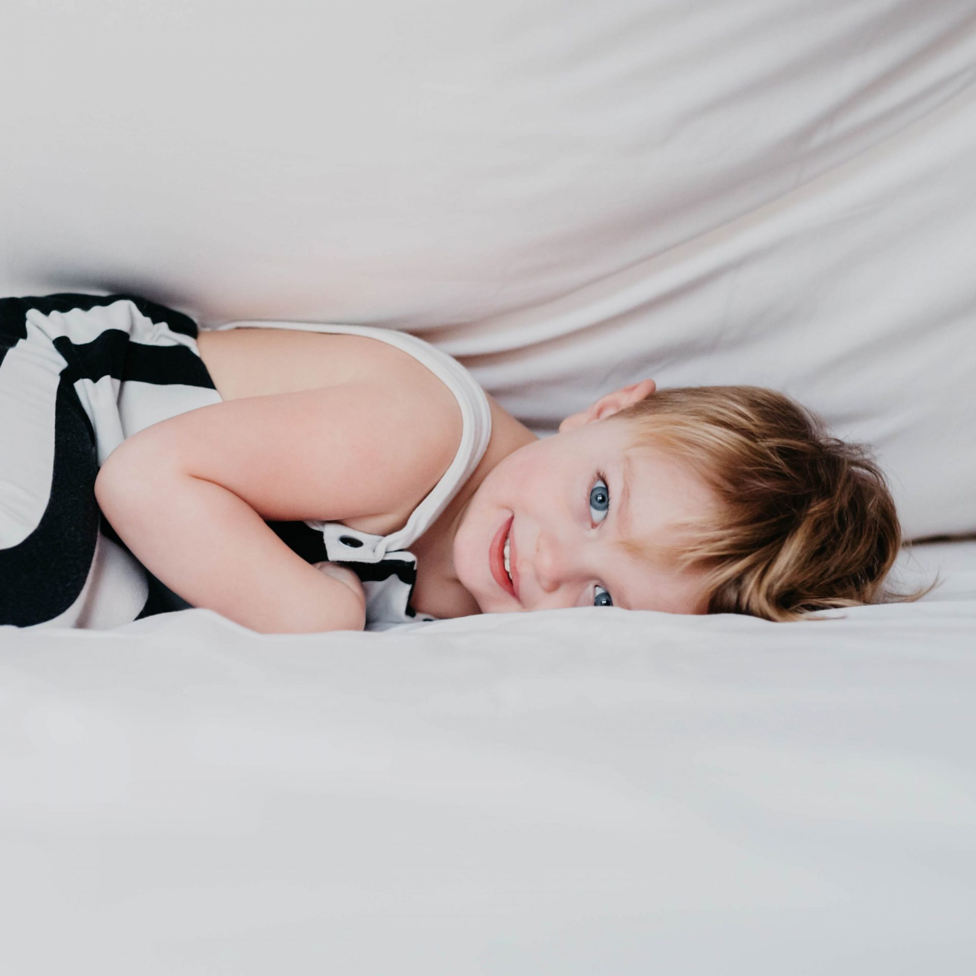 Child Lying On Panda London 100 Bamboo Kids Bedding In Pure White