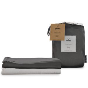 Panda Kids 100 Bamboo Bedding | Fitted Sheet Urban Grey + Pure White