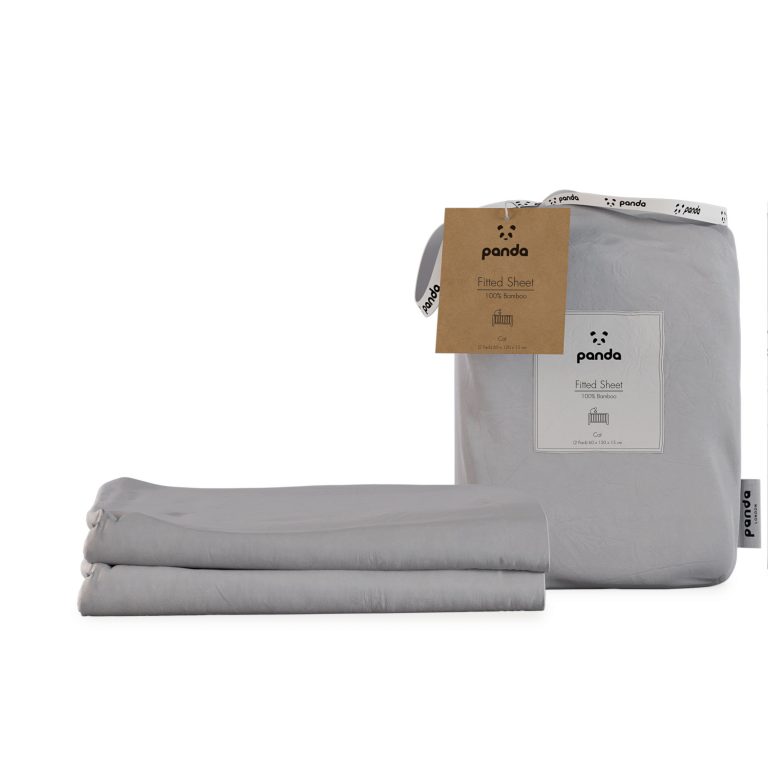 Panda London Kids 100 Bamboo Bedding Fitted Sheet | Quiet Grey | Cot