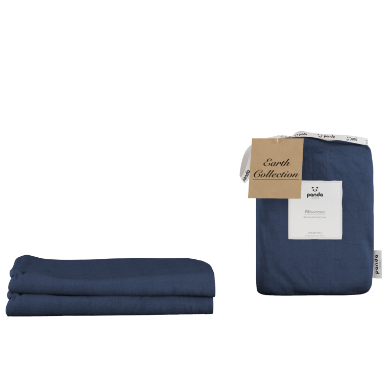 Panda London 100 Bamboo French Linen Pillowcases in Midnight Navy