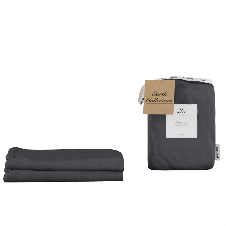Panda London 100 Bamboo French Linen Pillowcases in Slate Grey