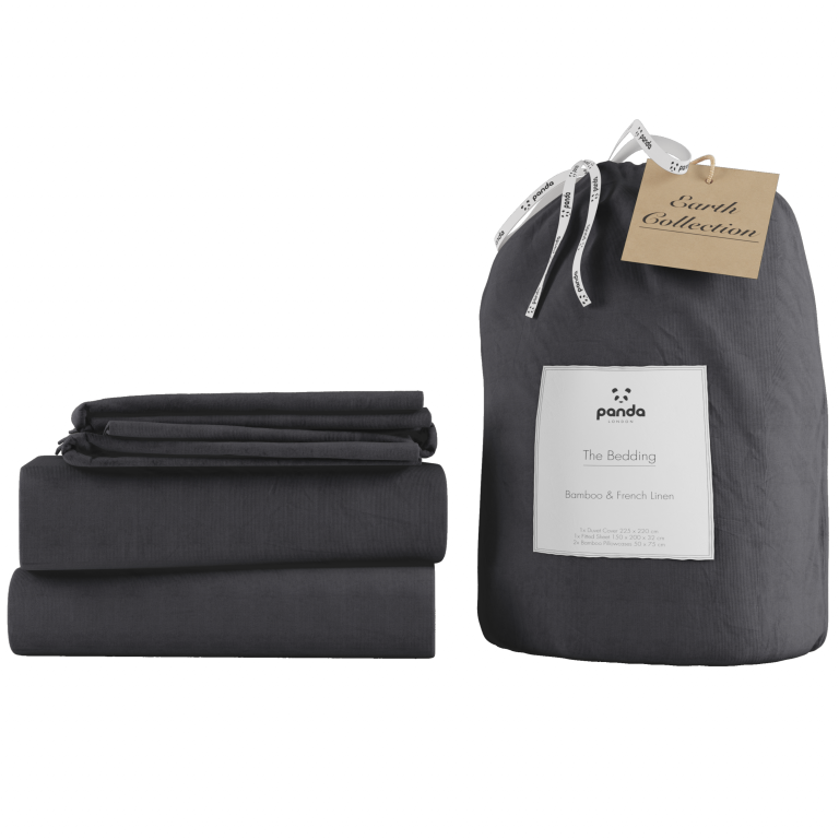 Panda London 100 Bamboo French Linen Bedding in Slate Grey